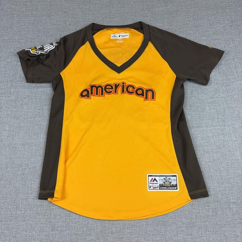 American League All-Stars Jersey Womens M Yellow MLB Baseball Majestic Hosmer 35
